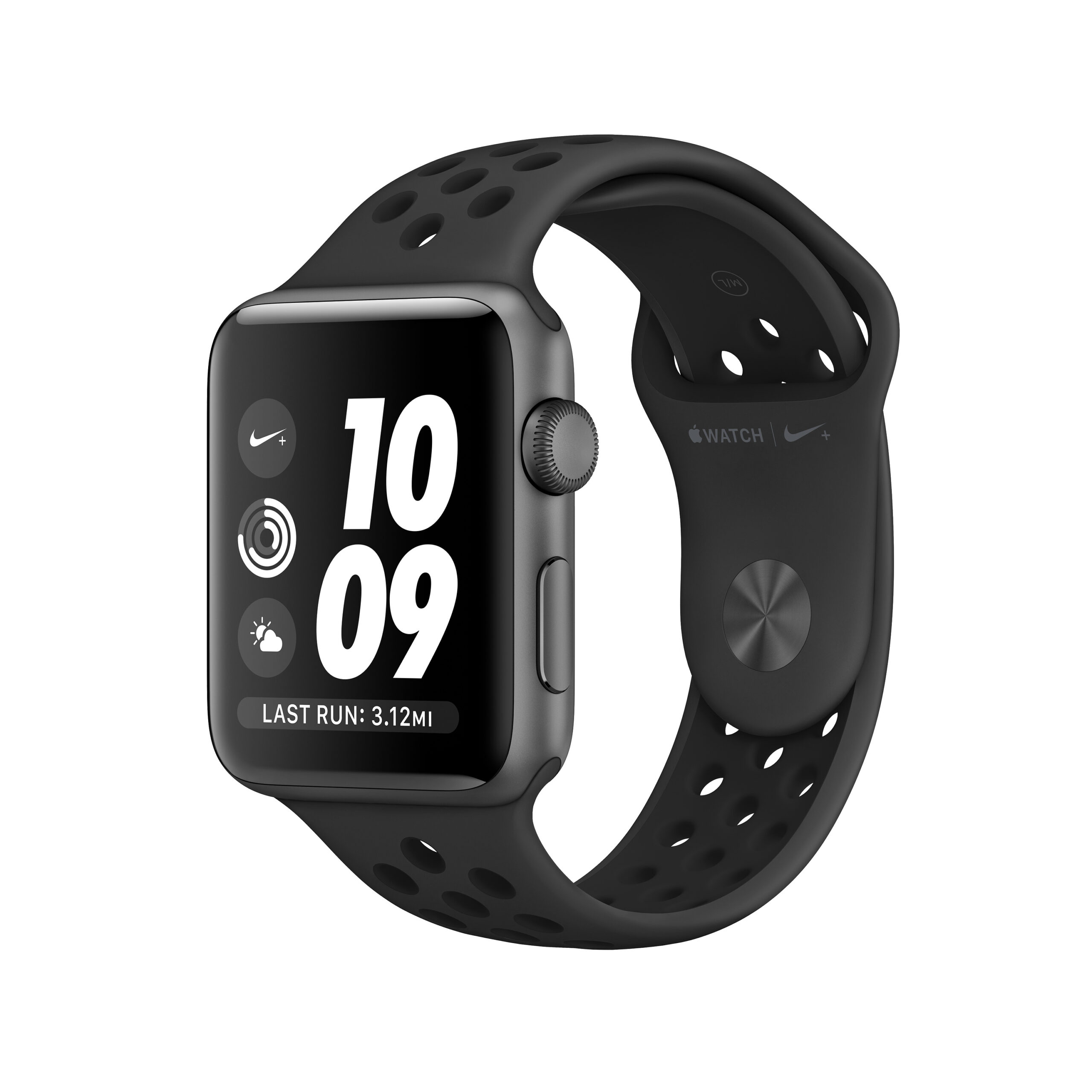 apple watch nike  space grey aluminium case with black nike sport loop
