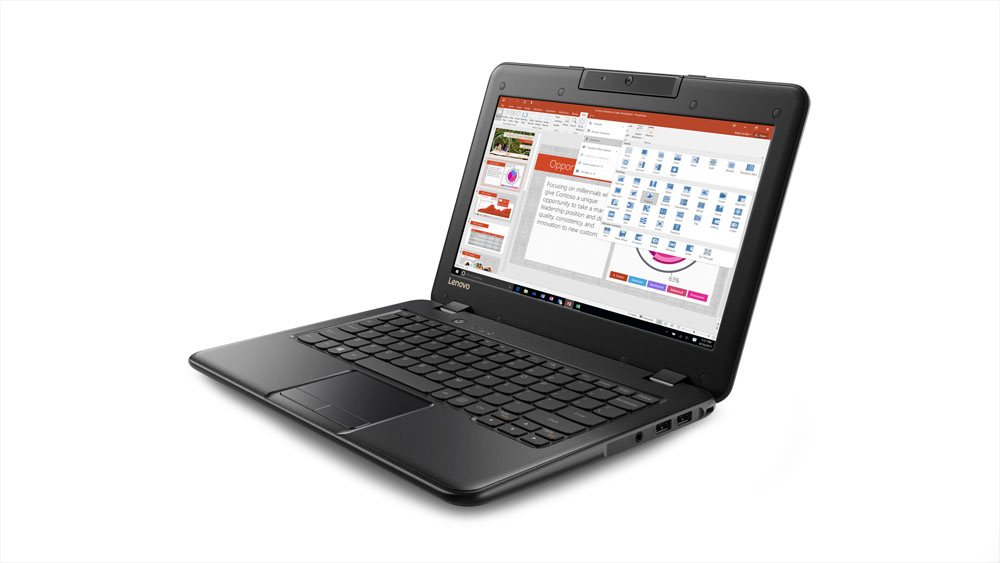 Lenovo 100e Celeron® Dual-Core N3350 1.1GHz 64GB eMMC 4GB 11.6" (1366x768) BT WIN10 Pro Webcam BLACK - Image 2
