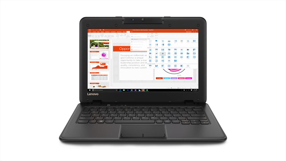 Lenovo 100e Celeron® Dual-Core N3350 1.1GHz 64GB eMMC 4GB 11.6" (1366x768) BT WIN10 Pro Webcam BLACK