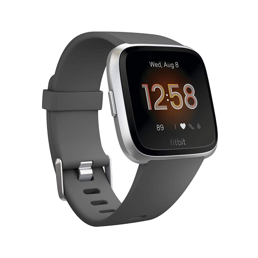 fitbit versa lite charcoal silver aluminum