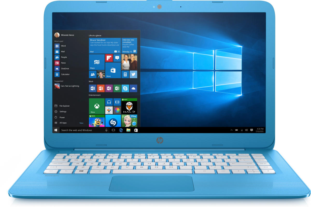 HP Stream 14-AX010 Celeron® N3060 1.6GHz 32GB eMMC 4GB 14" (1366x768) BT WIN10 Webcam AQUA BLUE ENGLISH FRENCH CA - Image 2