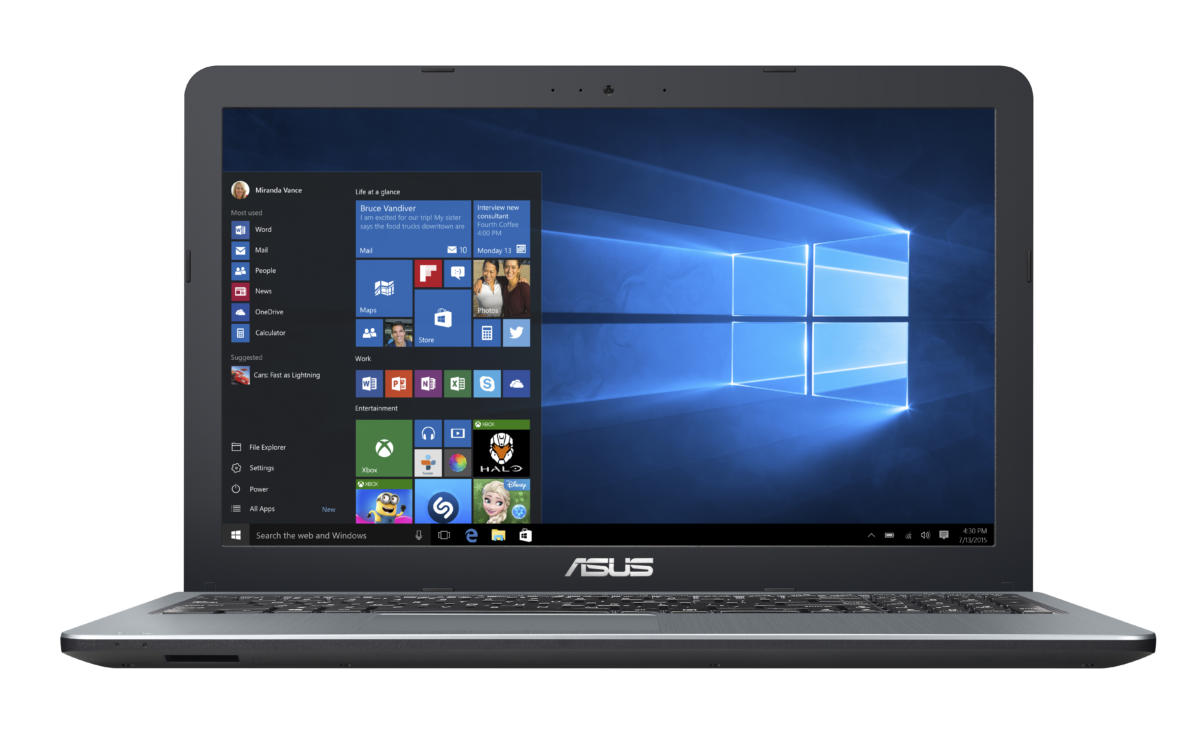 ASUS VivoBook X540SA Pentium® N3700 1.6GHz 500GB 4GB 15.6" (1366x768) BT WIN10 Webcam SILVER
