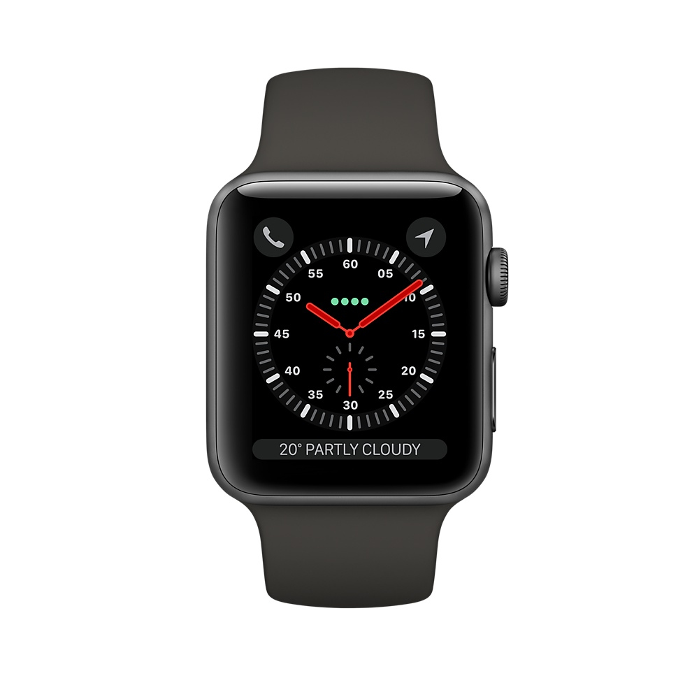Apple Watch Series 3 GPS + Cellular 42mm Space Gray Aluminum Case with Gray Sport Band - Image 2