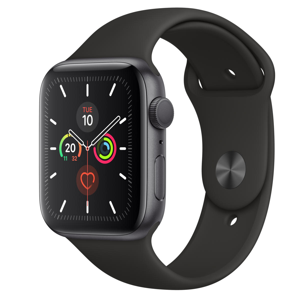Apple Watch Series 5 (GPS Only, 44mm, Space Gray Aluminum, Black Sport Band) - Image 2