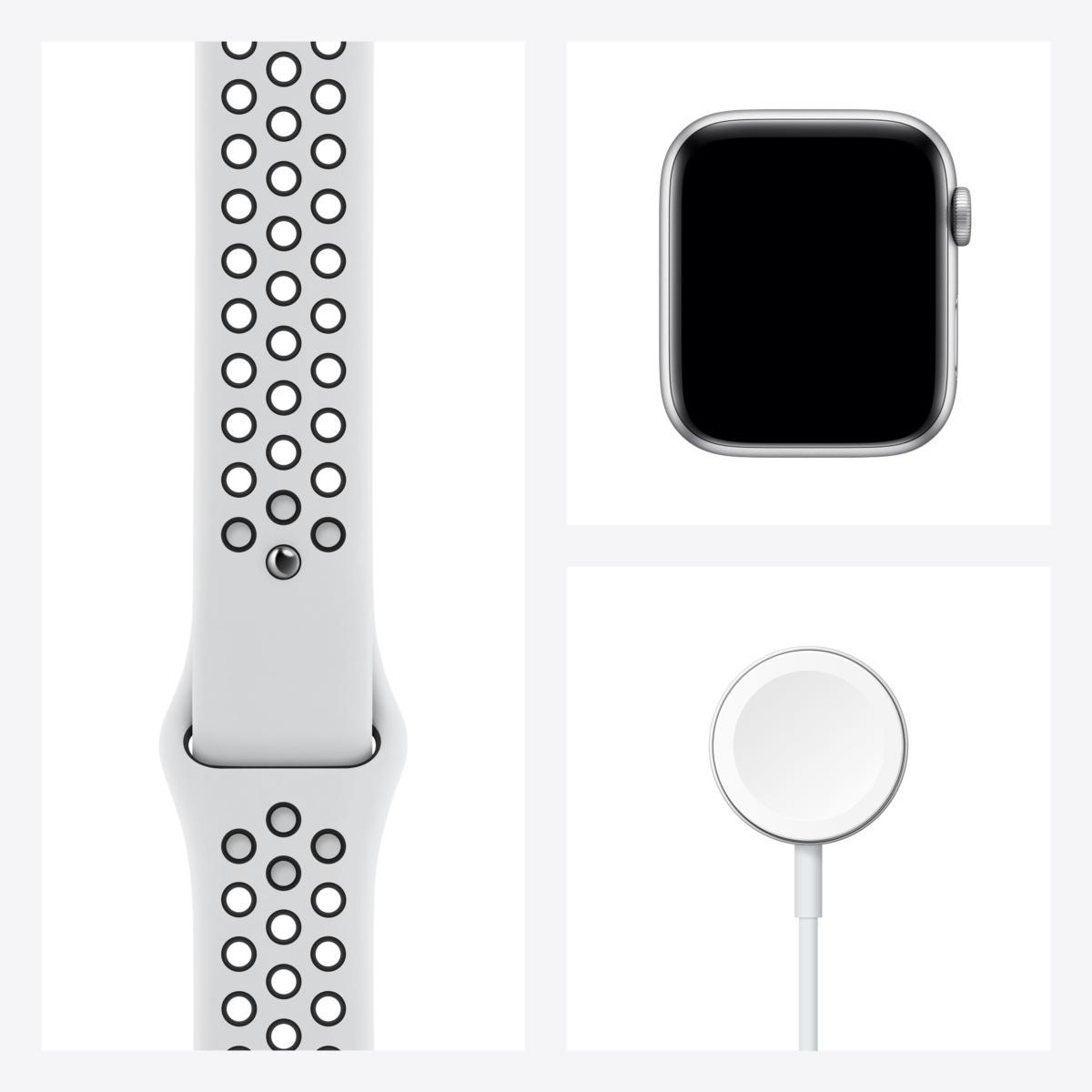 Apple Watch Nike Series 6 GPS 44mm SILVER Aluminum Case with Pure Platinum/Black Nike Sport Band - Image 7