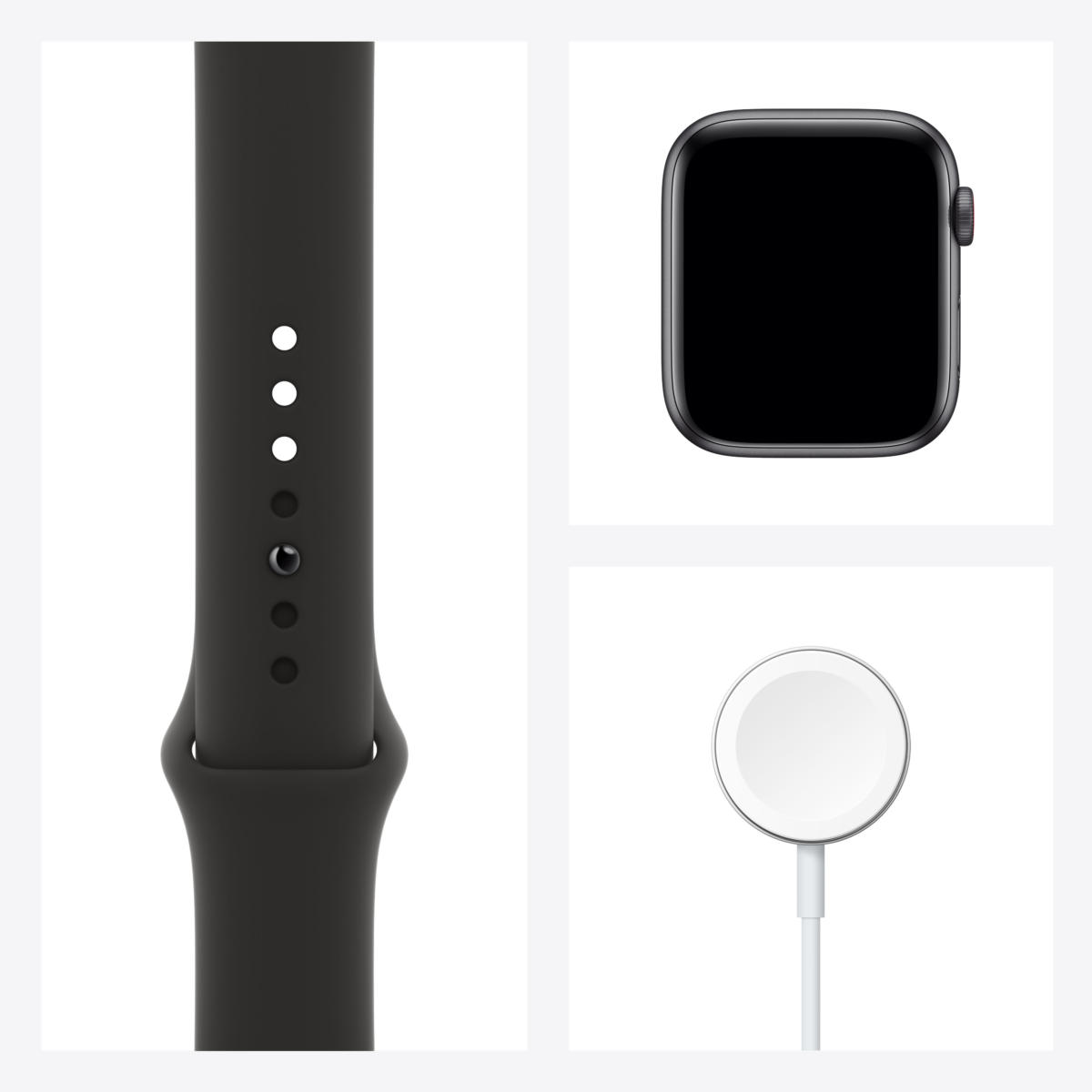 Apple Watch SE (GPS + Cellular) 44mm Space Gray Aluminum Case with Black Sport Band - Space Gray - Image 7