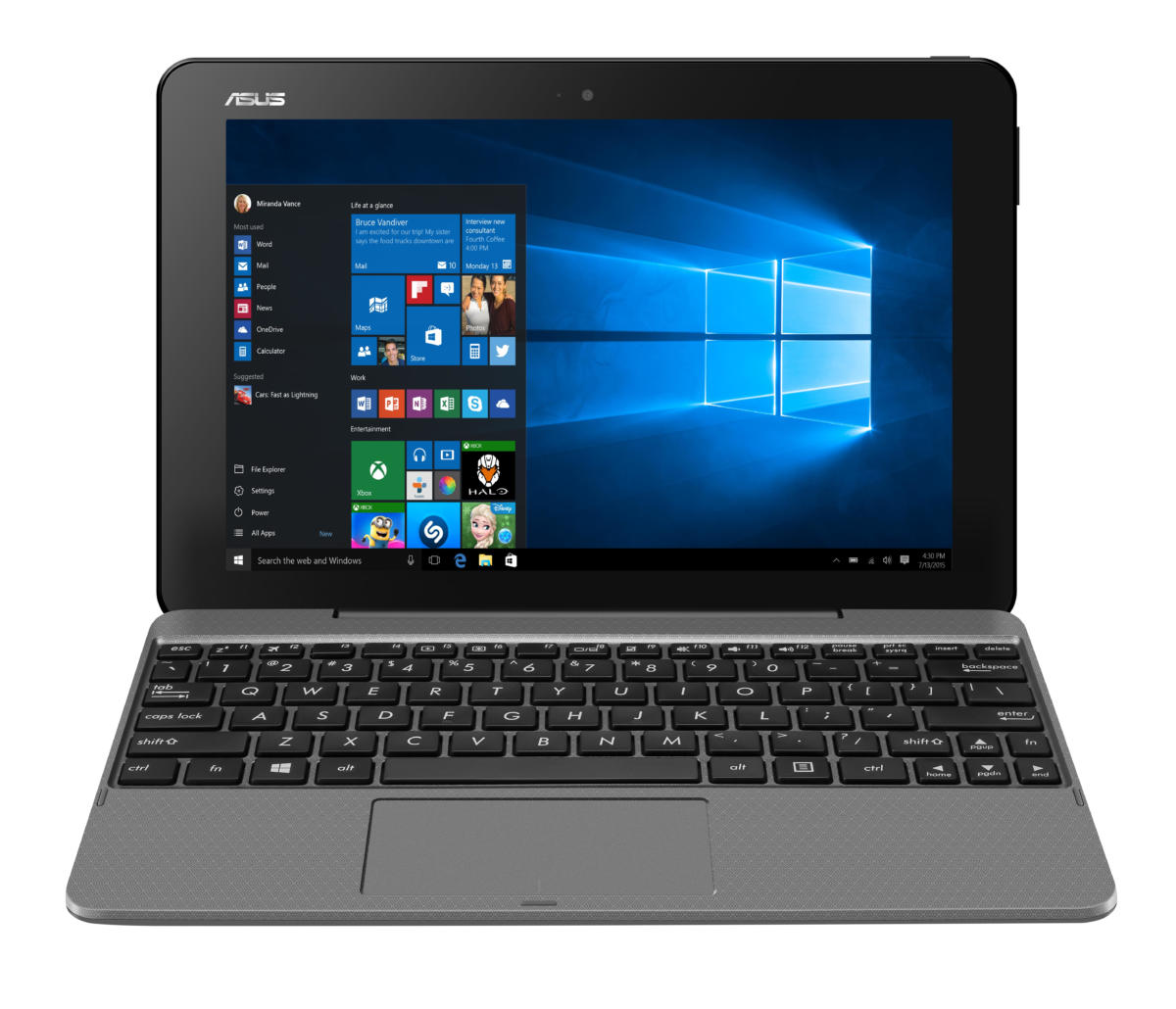 Asus Transformer T101HA-C4-GR 2-IN-1 Atom® x5-Z8350 64GB eMMC 4GB 10.1" (1280x800) TOUCHSCREEN IPS BT WIN10 Webcam GREY ENGLISH FRENCH CA