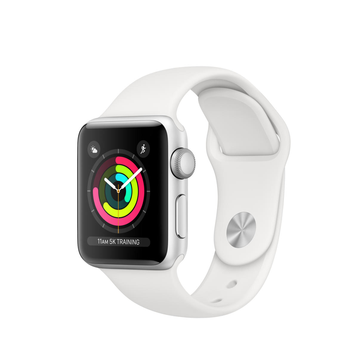 Apple Watch Series 3 (GPS Only) 38mm SILVER Aluminum Case with White Sport Band