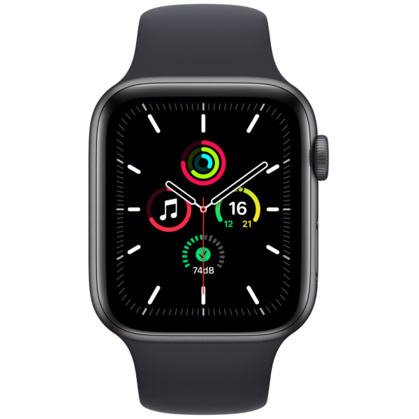 Apple Watch SE 44mm Space Gray Aluminum Case with Midnight Sport Band - Image 2