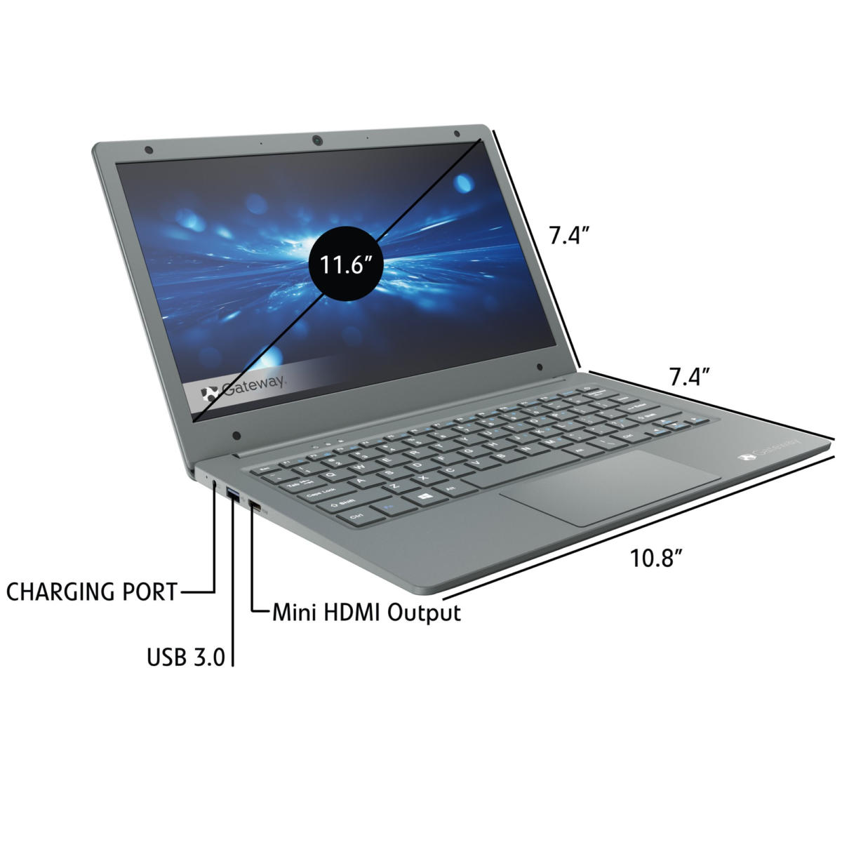 Gateway GWTN116 Celeron® Dual-Core N4020 64GB eMMC 4GB 11.6" (1366x768) WIN10 S CHARCOAL BLACK - Image 6