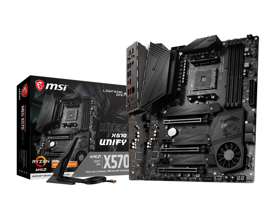 MSI MEG X570 UNIFY WIFI FCLGA1200 ATX Motherboard : 1 x DDR4 Slot, 1 x PCIe 3.0 x16 Slot, 2 x PCIe x1 Slots, 1 x PCIe x16 Slot, 4 x SATA III Slots 7.1-Channel Audio