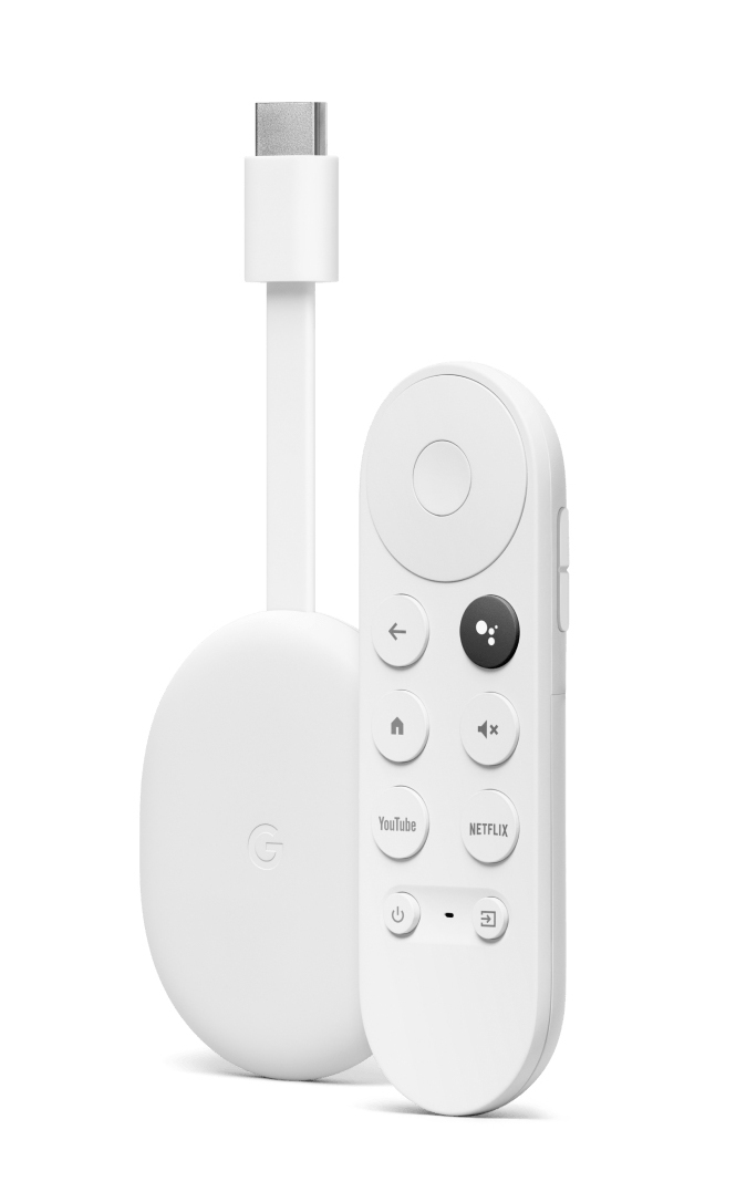 Google Chromecast 4K Stremaing Media Player SNOW WHITE : Google TV, Voice Remote Control, HDR10 / HDR10+, Dolby Atmos Support