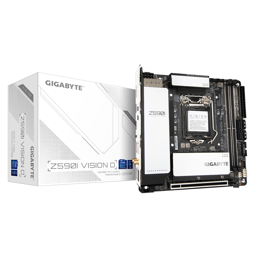 GIGABYTE Z590I VISION D WIFI FCLGA1200 Mini ITX Motherboard : 2 x DDR4 Slots, 2 x PCIe 3.0 x16 Slots, 1 x PCIe x16 Slot, 4 x SATA III Slots 7.1-Channel Audio - Image 5