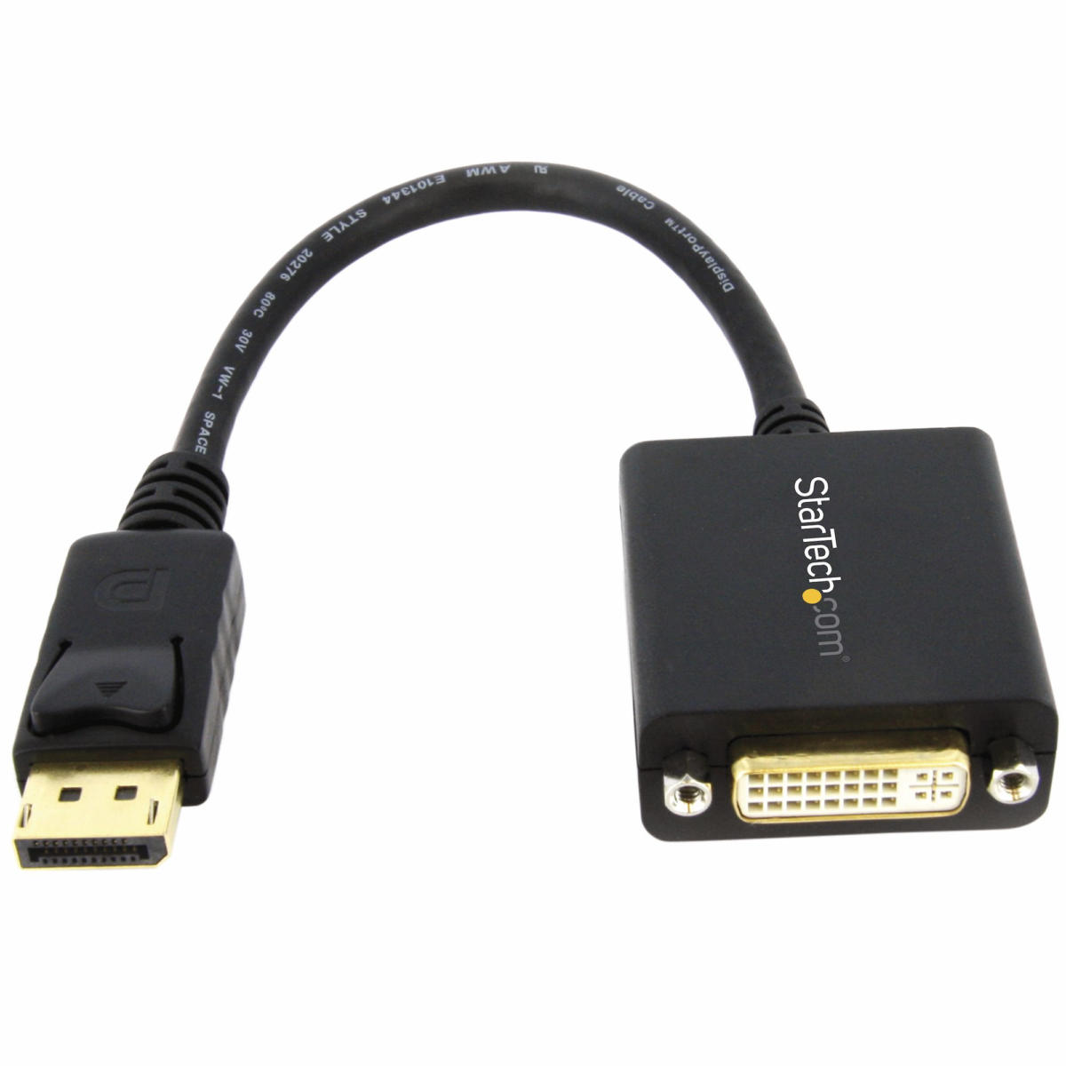 Startech DP2DVI2 DisplayPort to DVI-D Adapter Video Converter 0.5 ft. Cable w/ Gold Plated Connectors BLACK