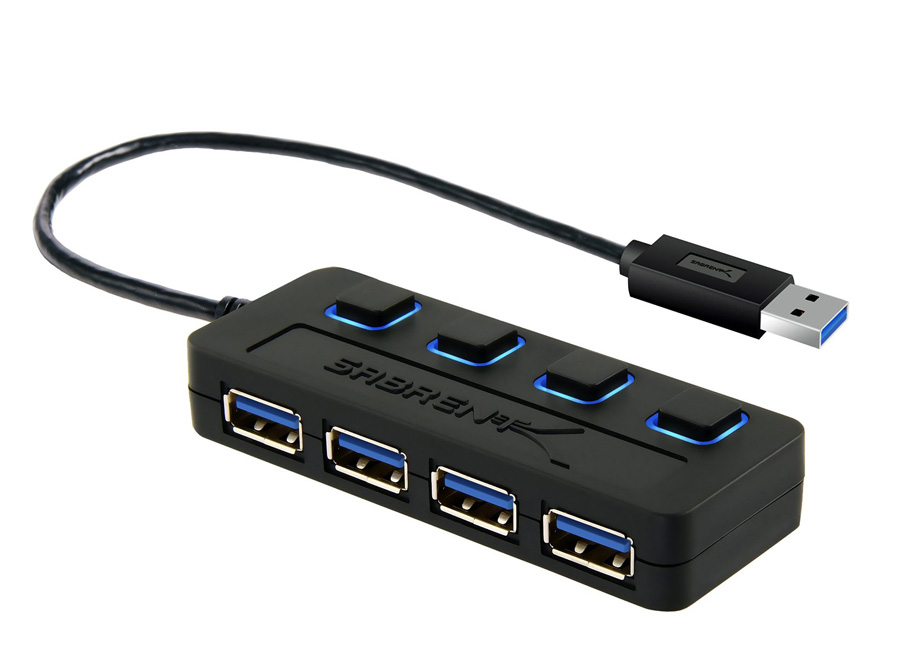 Basics 4 Port USB to USB 3.0 Hub with 5V/2.5A power adapter