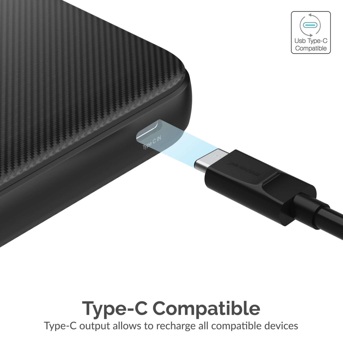 Sabrent 10000 mAh USB C 18W PD Power Bank Portable Charger with Quick Charge 3.0 USB (PB-Y10B) - Image 3