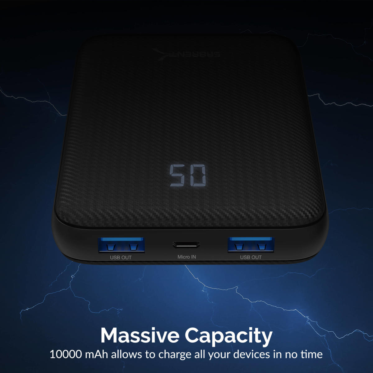 Sabrent 10000 mAh USB C 18W PD Power Bank Portable Charger with Quick Charge 3.0 USB (PB-Y10B) - Image 5