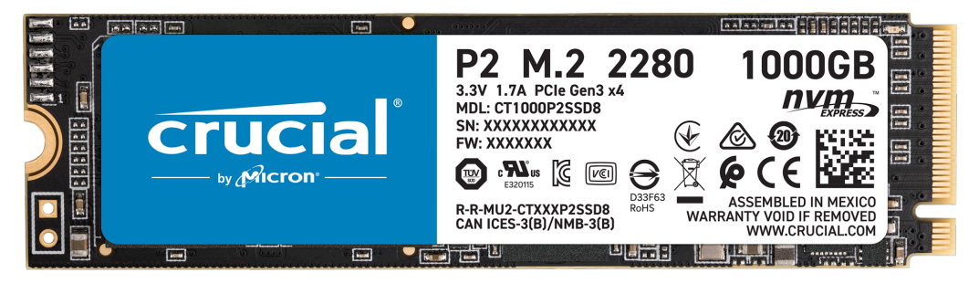 Crucial P2 1TB 3D NAND NVMe PCIe M.2 SSD