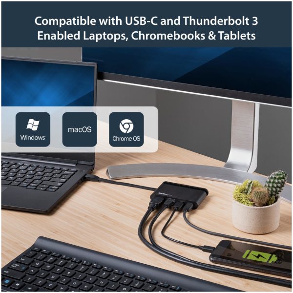 StarTech DKT30CHCPD USB C Multiport Adapter Portable Docking Station BLACK : 4K HDMI - 100W PD 3.0 Pass-Through, 1x USB-A, 1x USB-C, GbE - Thunderbolt 3 & USB Type-C - Image 5