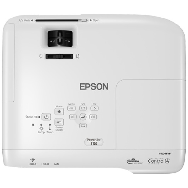 Epson PowerLite 118 3800-Lumen XGA 3LCD Projector WHITE : 3800 Lumens, XGA (1024 x 768), 2 x HDMI, 2 x VGA, 16-Watt Speaker, 1.44 to 1.77:1 Throw Ratio - Image 5