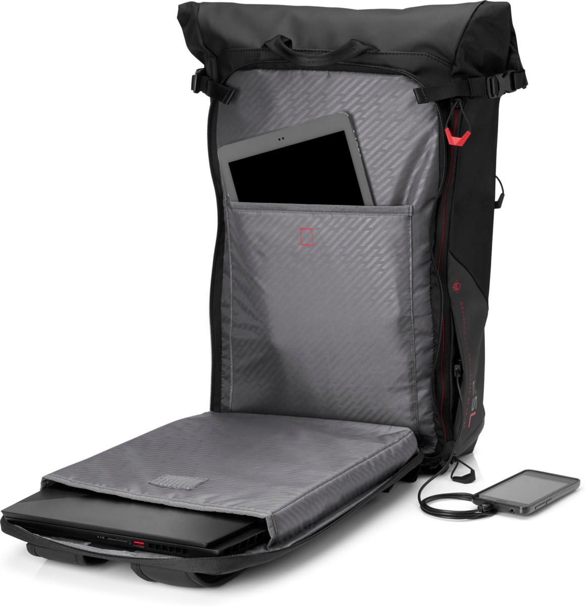 HP OMEN Transceptor Rolltop Backpack - Black (Up to 15.6" ) - Image 6