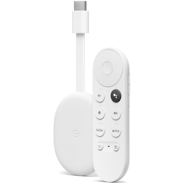 Google Chromecast 4K Streaming Media Player SNOW WHITE : Google TV, Voice Remote Control, HDR10 / HDR10+, Dolby Atmos Support