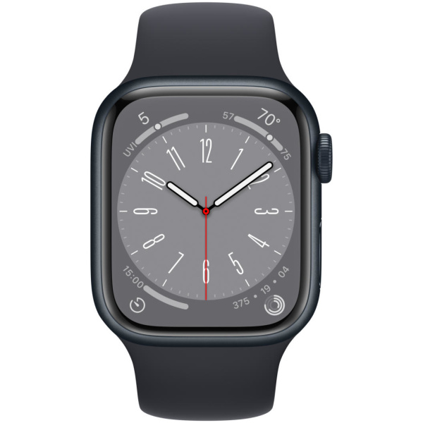 Apple Watch Series 8 (GPS) 41mm MIDNIGHT Aluminum Case with MIDNIGHT Sport Band S/M - Image 2