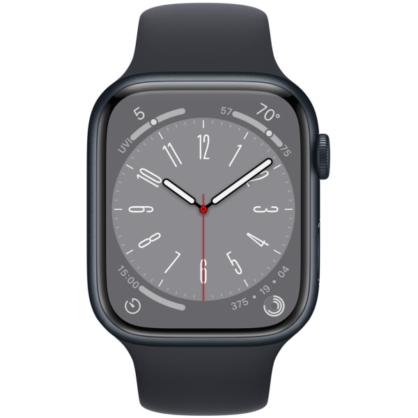 Apple Watch Series 8 (GPS) 45mm MIDNIGHT Aluminum Case with MIDNIGHT Sport Band S/M - Image 2