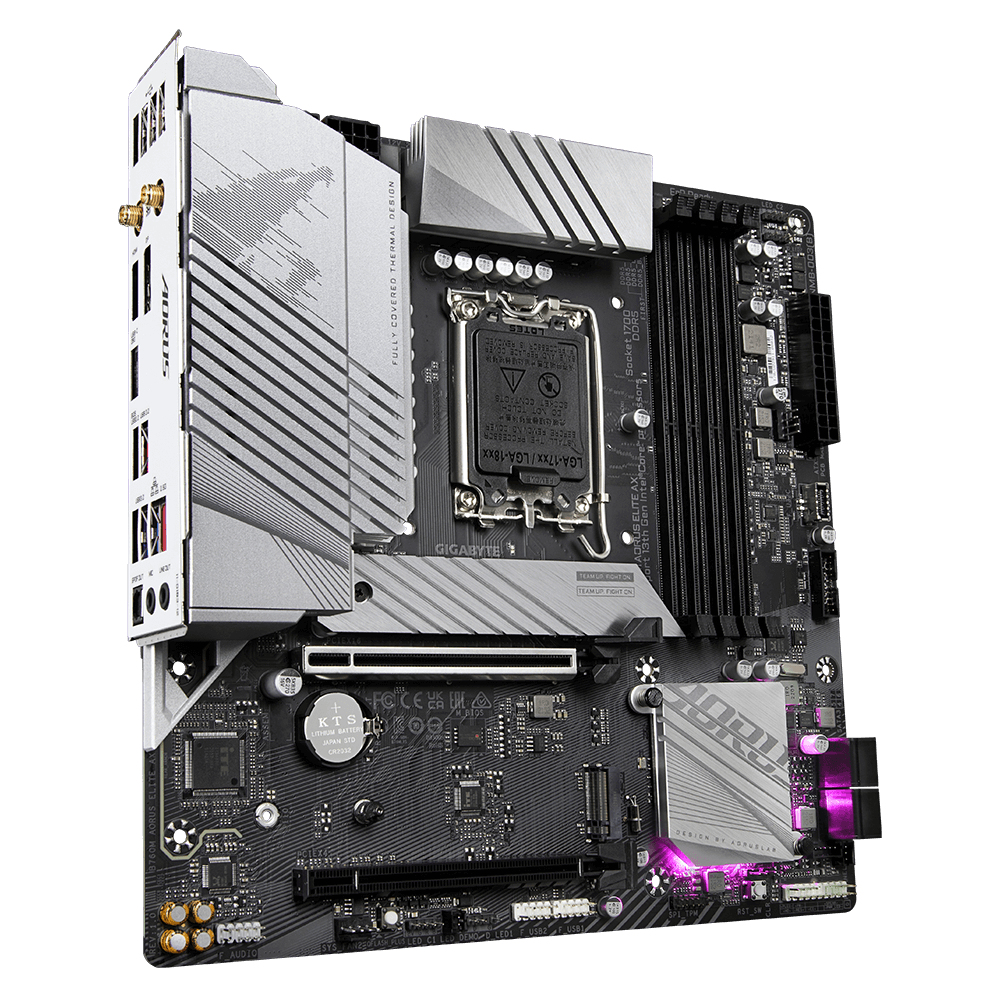 GIGABYTE B760M AORUS ELITE AX WIFI FCLGA1200 ATX Motherboard : 2 x DDR4 Slots, 2 x PCIe 3.0 x16 Slots, 1 x PCIe x16 Slot, 6 x SATA III Slots 7.1-Channel Audio - Image 3