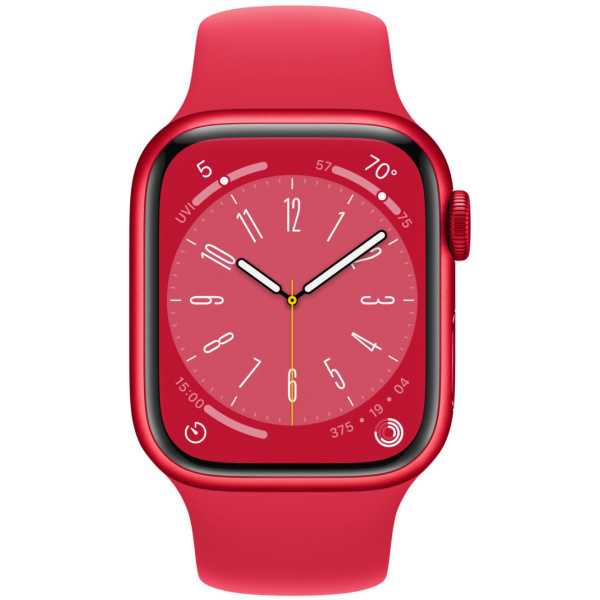 Apple Watch Series 8 GPS 41mm (PRODUCT)RED Aluminum Case with (PRODUCT)RED Sport Band - S/M - (PRODUCT)RED - Image 2
