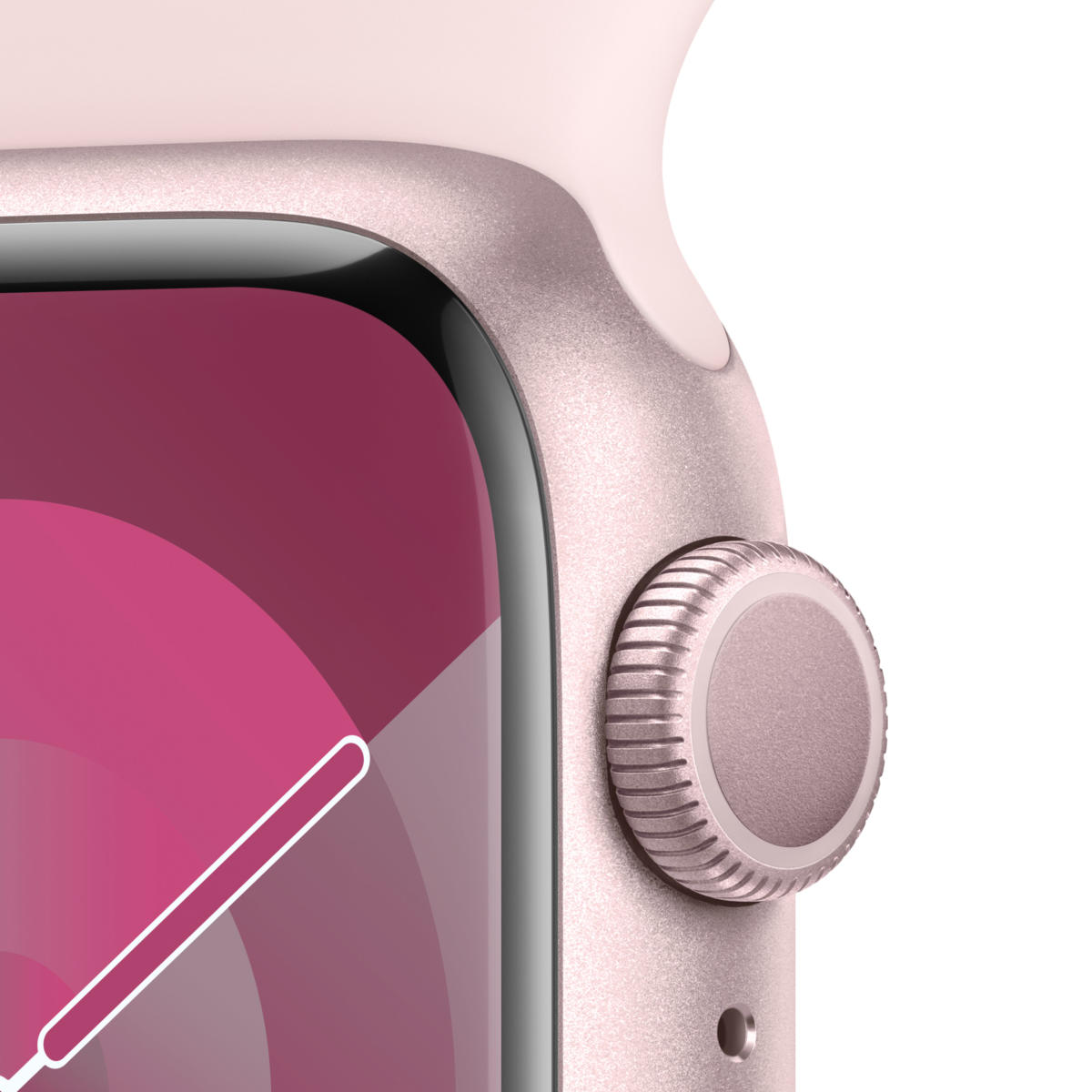 Apple Watch Series 9 GPS 41mm Pink Aluminum Case with Light Pink Sport Band - S/M - Image 3