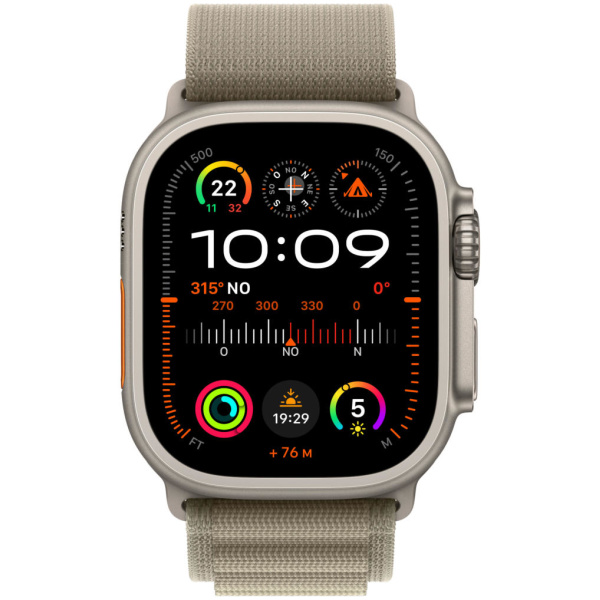 Apple Watch Ultra 2 GPS + Cellular, 49mm Titanium Case with Olive Alpine Loop - Medium - Image 2