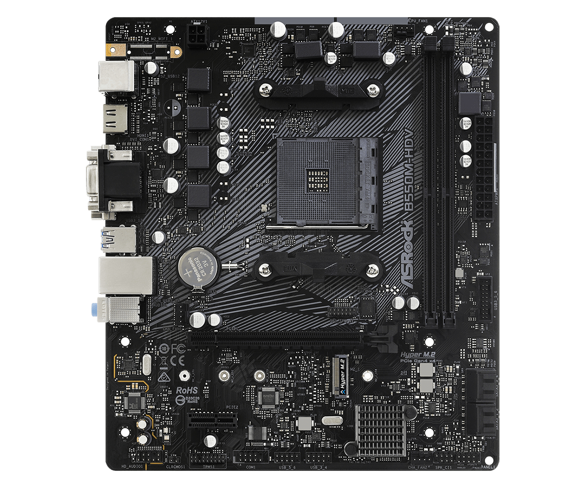 ASRock B550M-HDV AMD AM4 Ryzen Micro ATX Motherboard - Image 2