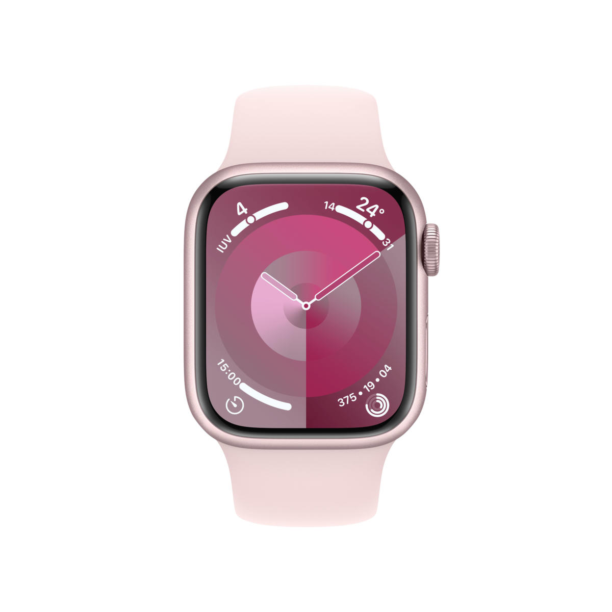 Apple Watch Series 9 GPS 41mm Pink Aluminum Case with Light Pink Sport Band - S/M - Image 2