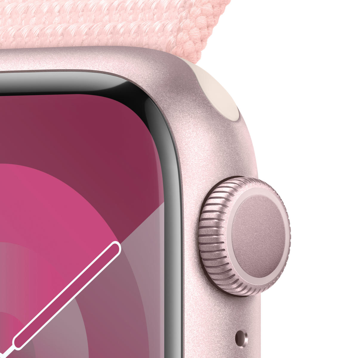 Apple Watch Series 9 GPS 41mm Pink Aluminum Case with Pink Sport Loop - Image 3