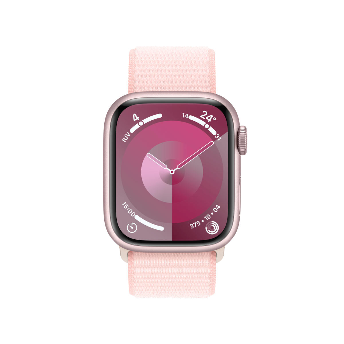 Apple Watch Series 9 GPS 41mm Pink Aluminum Case with Pink Sport Loop - Image 2