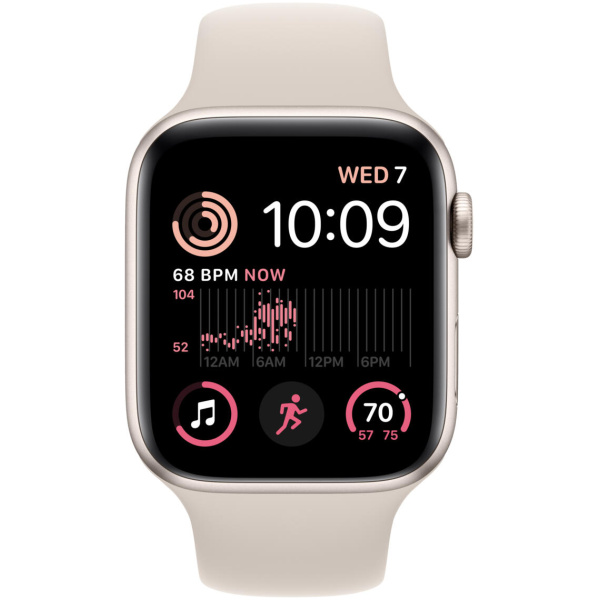 Apple Watch SE (2nd Gen) 44mm Starlight Aluminum Case with Starlight Sport Band - M/L - Image 2