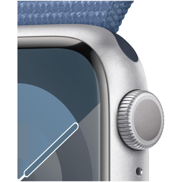 Apple Watch S9 41mm Silver Aluminum Case with Winter Blue Sport Loop - Silver, MR923LL/A - Image 3