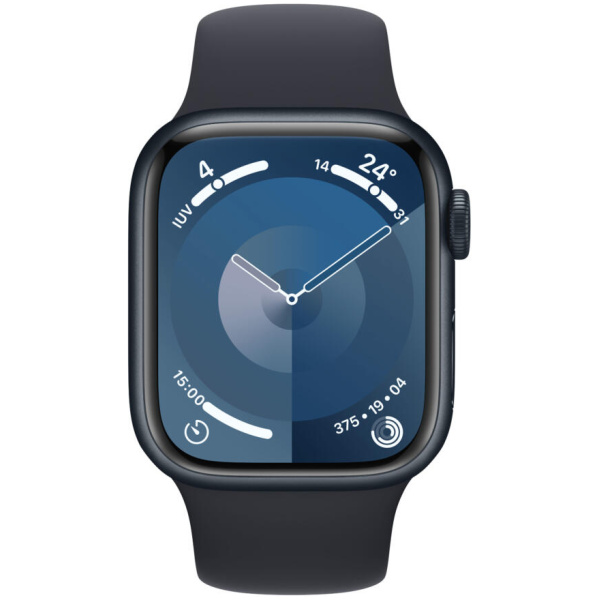 Apple Watch Series 9 GPS 41mm Midnight Aluminum Case with Midnight Sport Band - S/M - Image 2