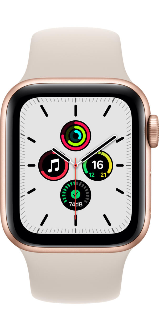 Apple Watch SE 40mm GPS Gold Aluminum Case - Starlight Sport Band - Image 2