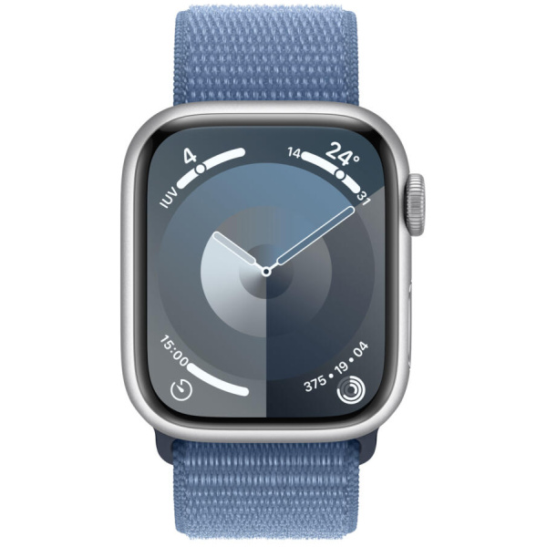 Apple Watch S9 41mm Silver Aluminum Case with Winter Blue Sport Loop - Silver, MR923LL/A - Image 2