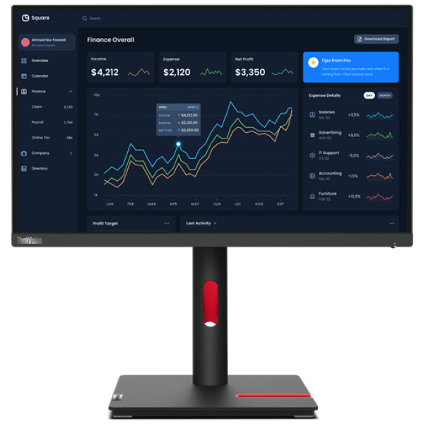 Lenovo ThinkVision T22i-30 21.5" (1920x1080) 4ms RAVEN BLACK Monitor - Image 3