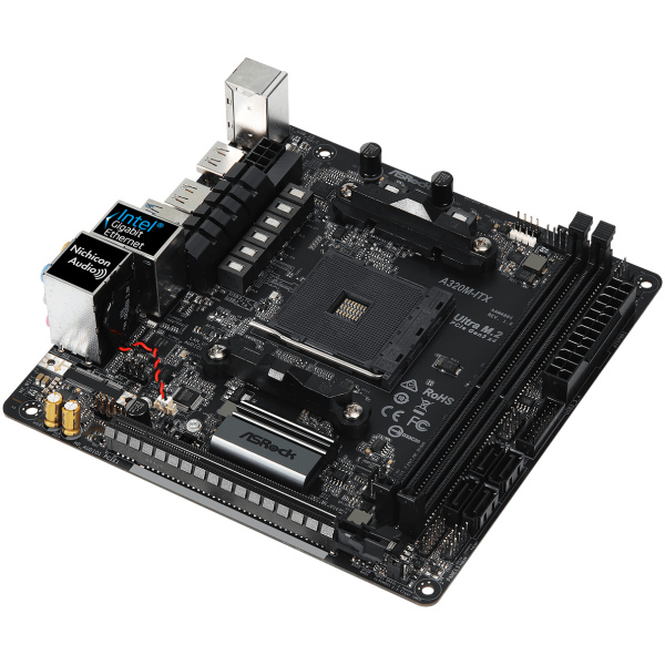 ASRock A320M AMD Mini ITX Motherboard : 2 DIMM DDR4, PCIe 3.0 x16, HDMI, 7.1 HD Channels, 4 x SATA 3, Ultra M.2 (PCIe Gen3 x4), 6 x USB 3.1 Gen1 - Image 2