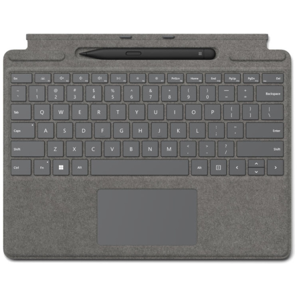 Microsoft Surface Pro Signature Keyboard with Slim Pen 2 PLATINUM : QWERTY, Touchpad, Accelerometer, Surface Slim Pen 2 Storage / Charging Tray