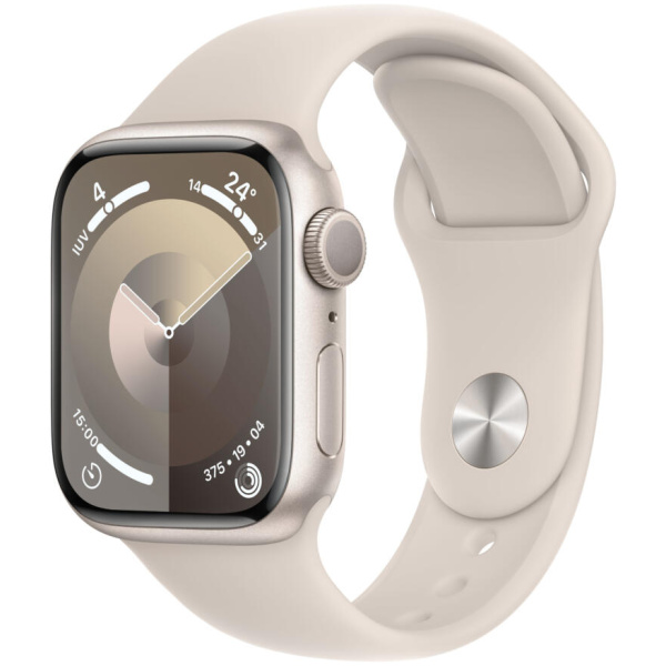 Apple Watch Series 9 41mm Starlight Aluminum Case with Starlight Sport Band - S/M