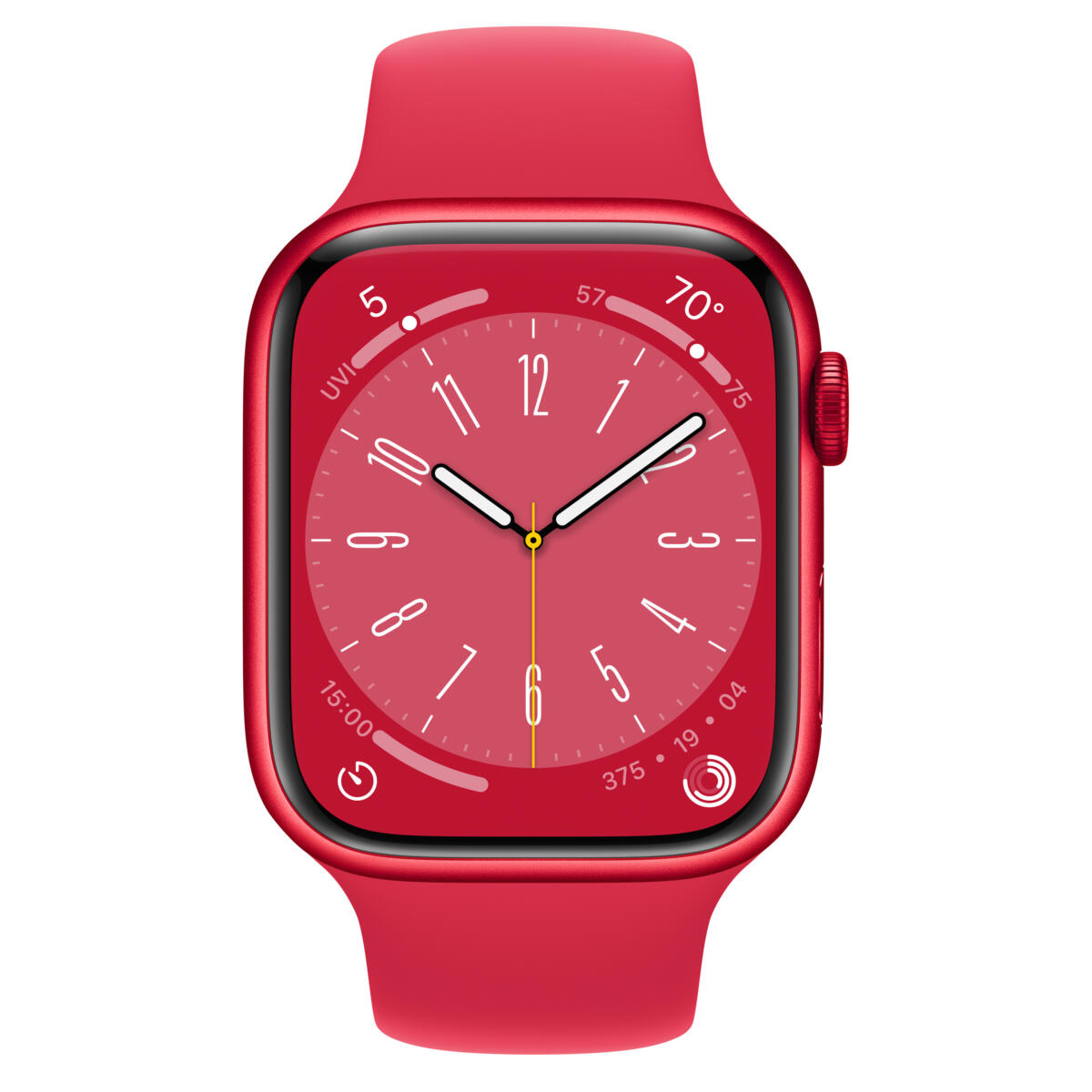 Apple Watch Series 8 GPS 45mm Aluminum Case with Red Sport Band - M/L - Red - Image 2