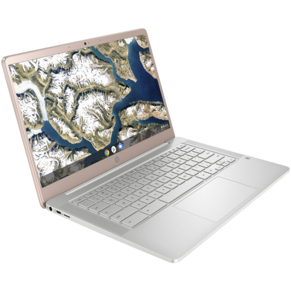 HP Chromebook 14A-NA0702 Celeron® N4120 128GB eMMC 4GB 14" (1366x768) ChromeOS PALE GOLD ROSE Backlit Keyboard Mouse - Image 3