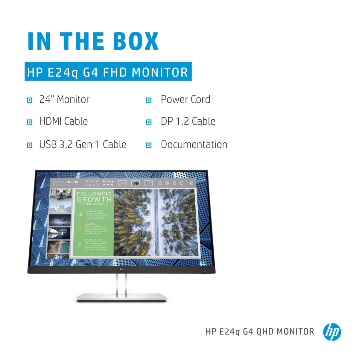 HP 23.8" E24q G4 (2560x1440) QHD Monitor BLACK - Image 7