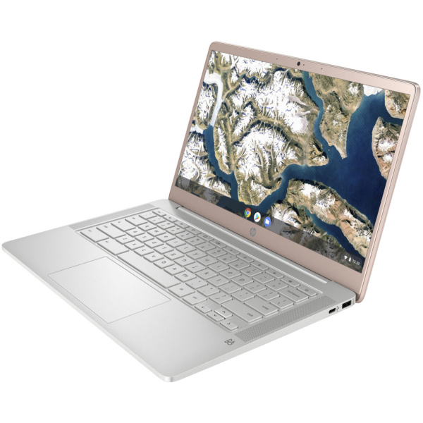 HP Chromebook 14A-NA0702 Celeron® N4120 128GB eMMC 4GB 14" (1366x768) ChromeOS PALE GOLD ROSE Backlit Keyboard Mouse - Image 2