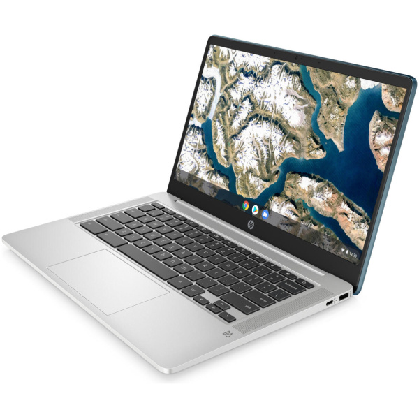 HP Chromebook 14A-NA0703DS Celeron® N4120 1.1GHz 128GB eMMC 4GB 14" (1366x768) BT Chrome OS Webcam FOREST TEAL Backlit Keyboard 0.70" thin, 3.24 lbs.